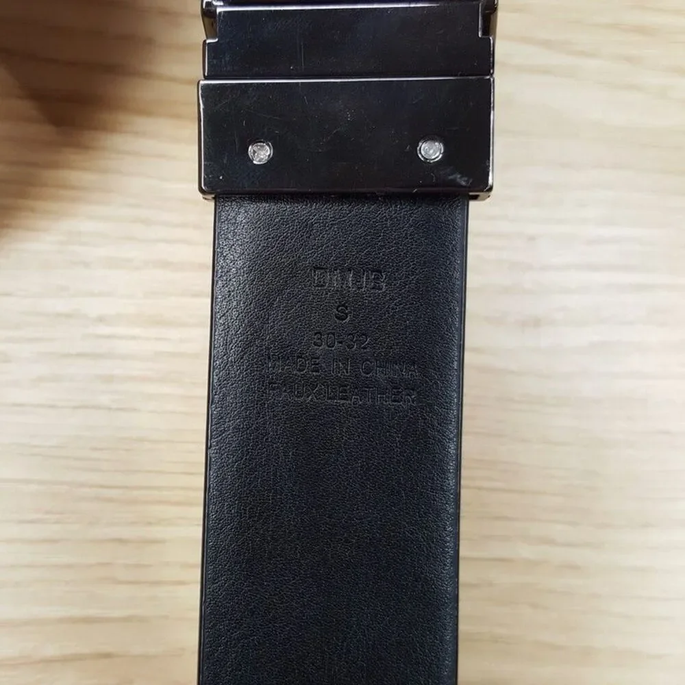 ALFANI Belt Mens Size Medium 30 32 Brown Black Reversible Plaque Buckle FLAW